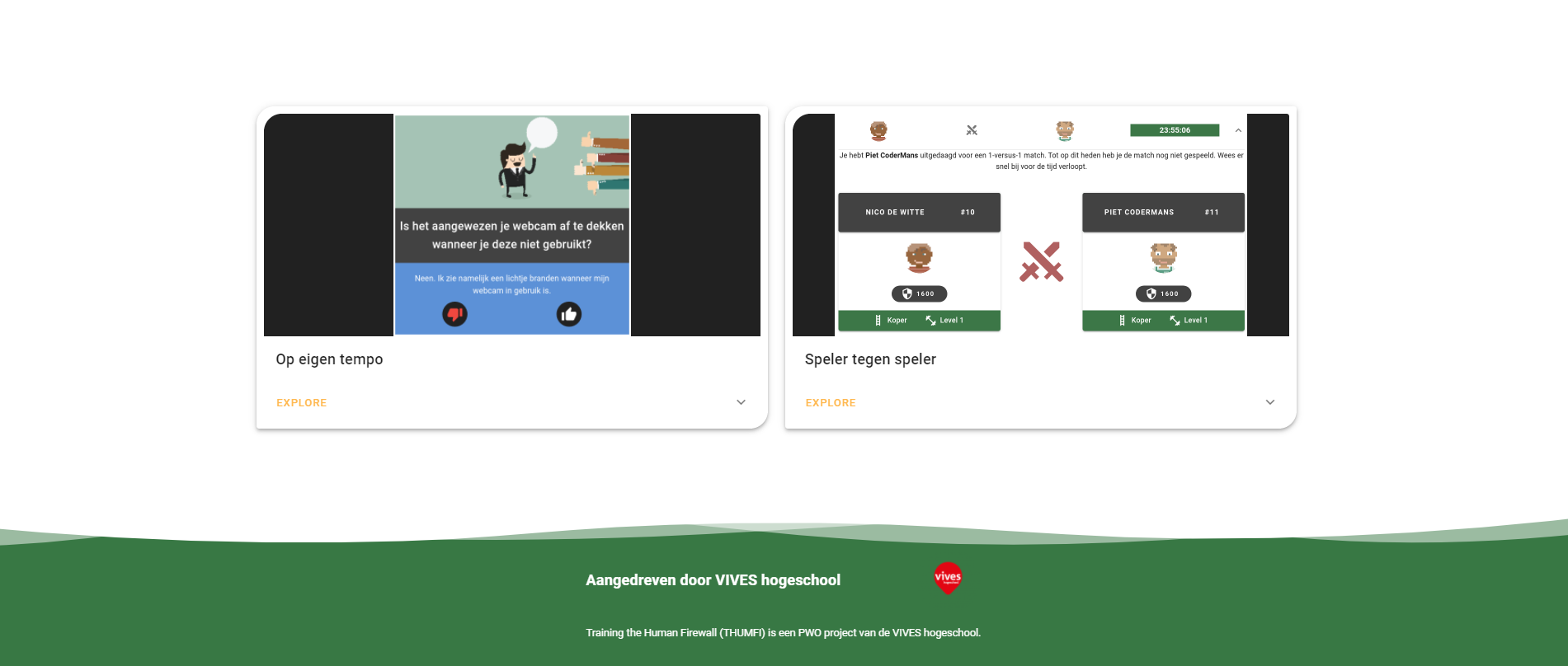 First modified landing page footer
