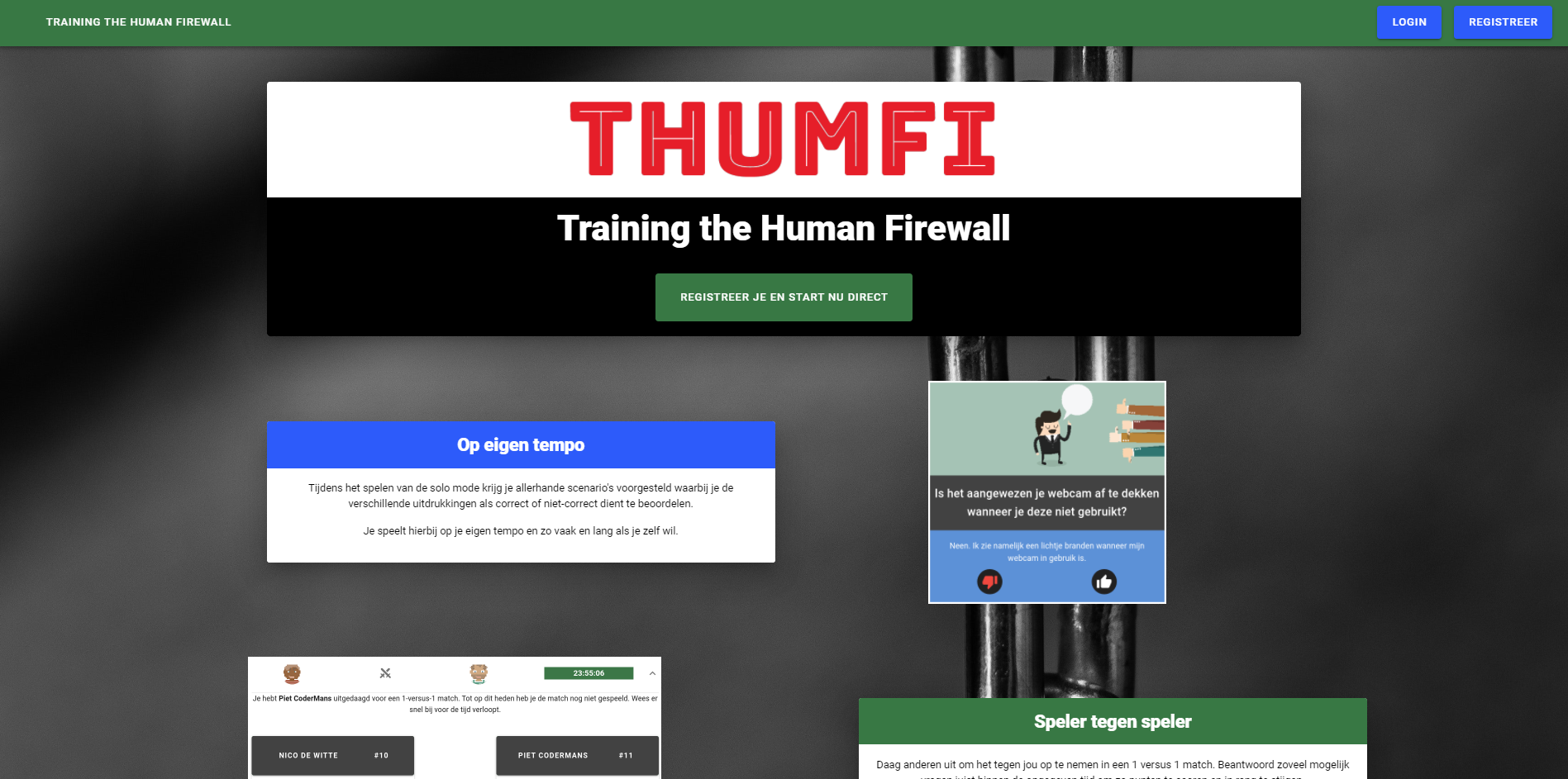 Initial THUMFI Landing Page